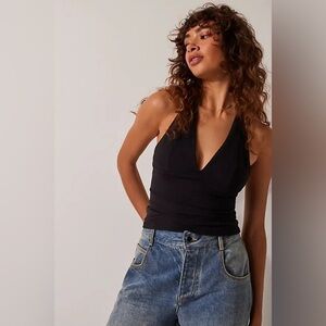 Have it All Halter Top by Free People in Black. NWT!